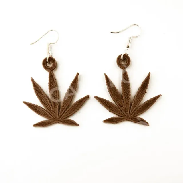 Orecchini foglia canapa bioplastica argento nickel free