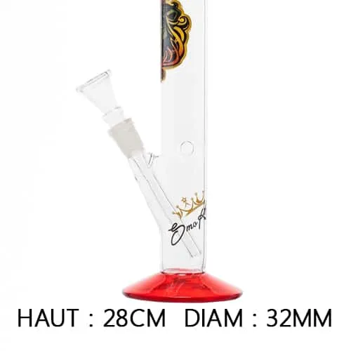 Smo King 28cm bong vetro rosso kick hole
