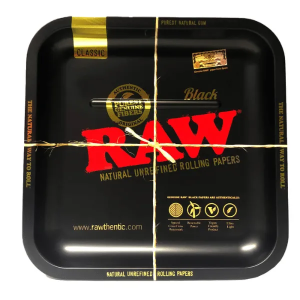 Raw vassoio quadrato metallo nero 23x23 rolling tray