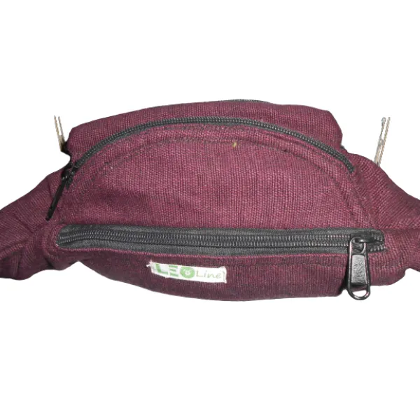 Himalayan marsupio in canapa rosso 3 tasche
