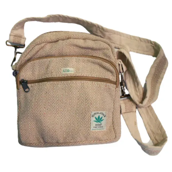 Himalayan Tracolla in canapa bianco naturale zig zag resistente