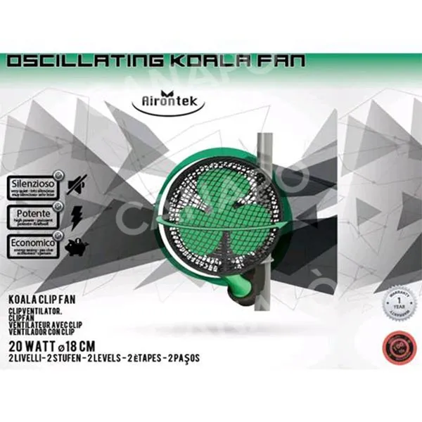 Airontek Koala Fan ventilatore a clip oscillante 20 W 20 cm