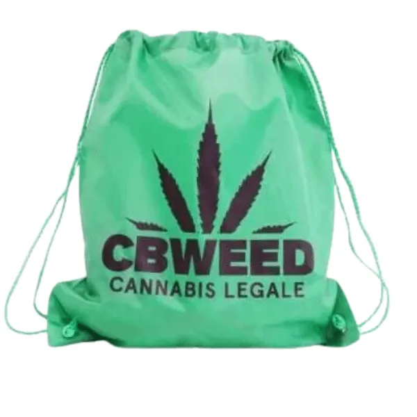 CBWeed Sacca Zaino Verde Logo Nero Tessuto Resistente